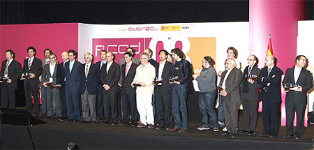 Los galardonados juntoa Sebastián Muriel, Miguel Sebastián y Francisco Ros